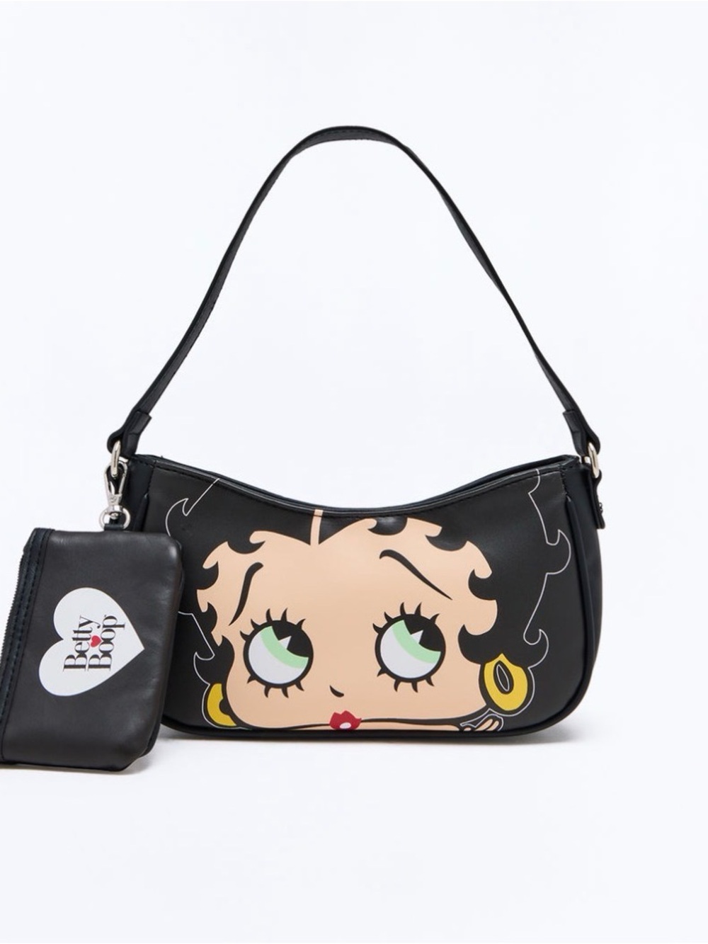 Black Betty Boop Graphic Shoulder Bag with Pouch